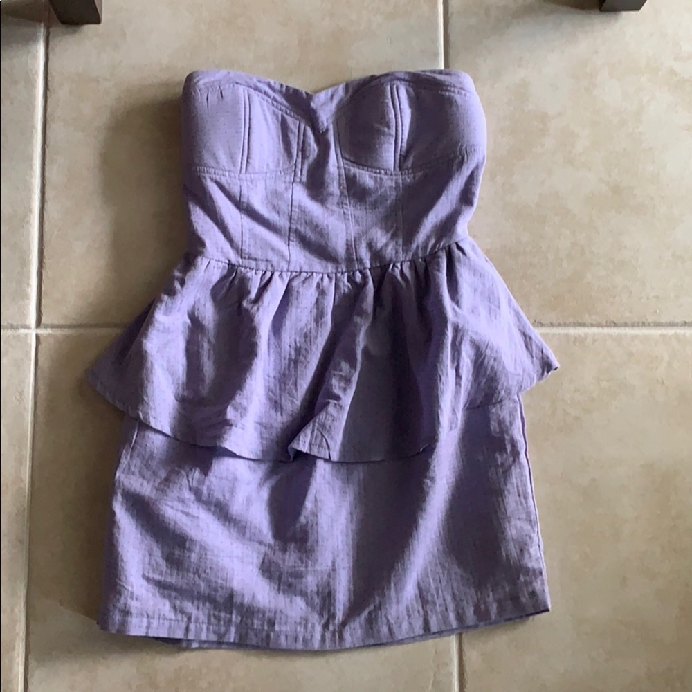 Purple strapless peplum dress size small